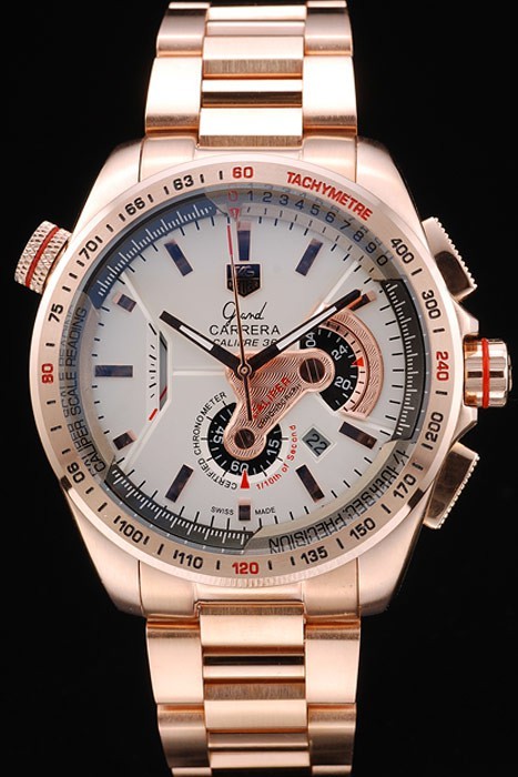 Tag Heuer Carrera Rose Gold Case White Dial – Orologi replica